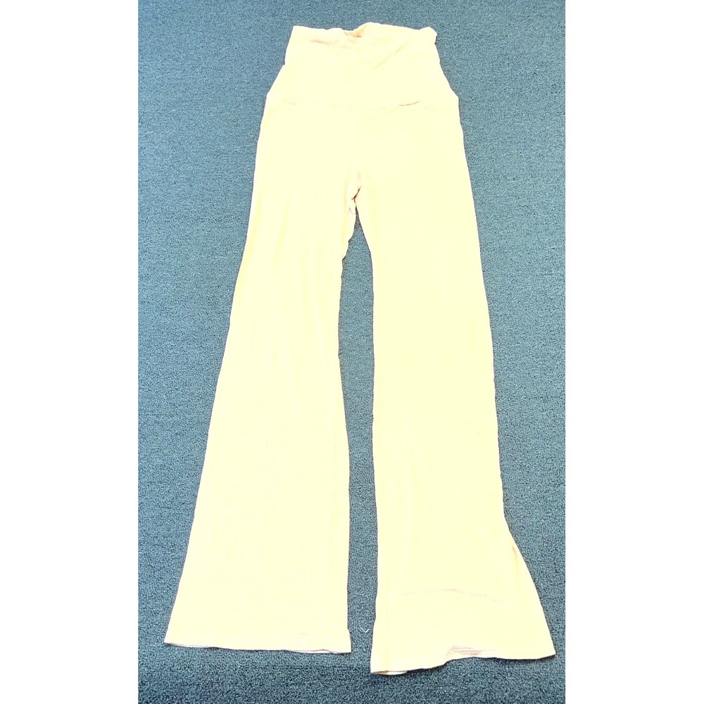 Skims Soft Lounge Foldover Pants Womens Large Peach Stretch Rib Knit Flared Leg